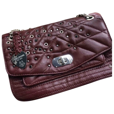 Pre-owned Zadig & Voltaire Rock Leather Crossbody Bag In Burgundy