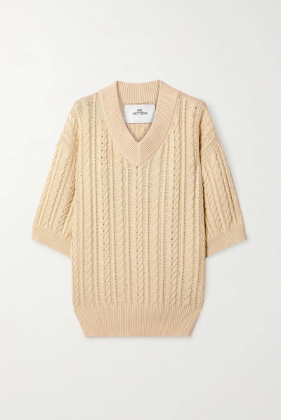 I Love Mr Mittens Cable-knit Cotton Sweater In Cream