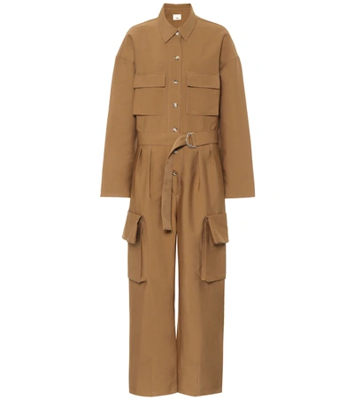 The Frankie Shop Linda Cotton Canvas Jumpsuit In Brown