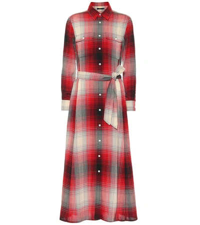 Polo Ralph Lauren Cotton And Wool-blend Shirt Dress In Red