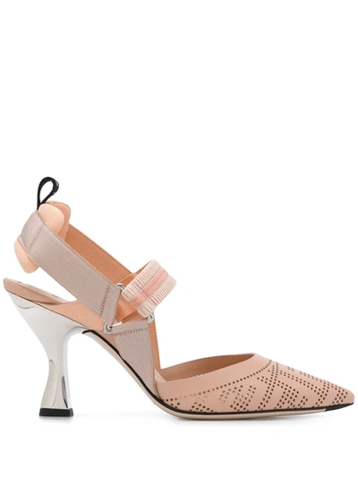 Fendi Womens Pale Pink Colibrì Slingback Leather Heeled Sandals 3 In Nude