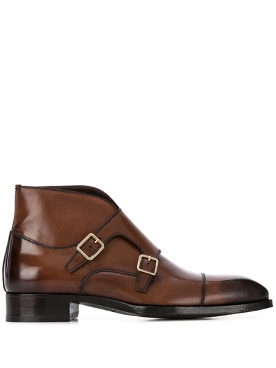Tom Ford Sutherland Double Monk Strap Shoes In Brown