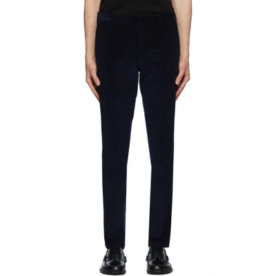 Paul Smith Pleated Corduroy Trousers In 48 Navy