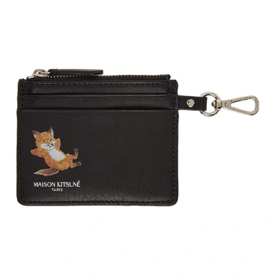 Maison Kitsuné Maison Kitsune Black Chillax Fox Zipped Card Holder