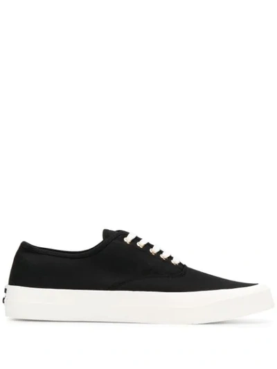 Maison Kitsuné Heel-logo Cotton-canvas Trainers In Black