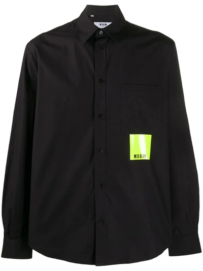Msgm Fluorescent Logo-print Shirt In Black