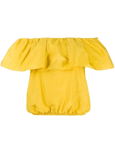 Pinko Ruffled Off-shoulder Blouse In Yellow