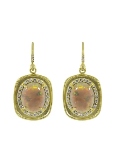 Irene Neuwirth 18kt Rose Gold Lightning Ridge Opal And Diamond Earrings