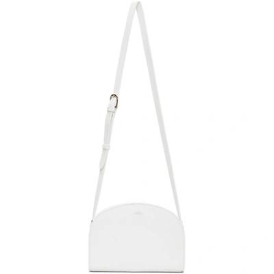 A.p.c. Mini Demi-lune Bag In Embossed Leather In Aab White