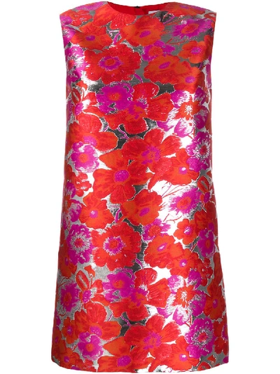 Msgm Jacquard Floral Dress In Red