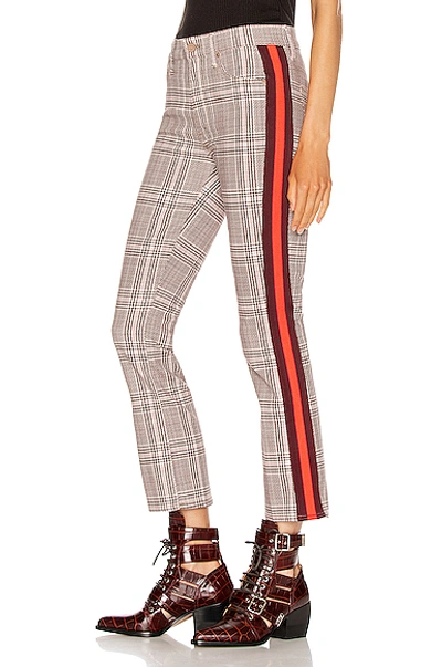 Mother The Insider Plaid Ankle Flare Jeans In Plum & Pink