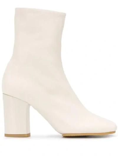 Acne Studios Women's Bathy Square-toe Leather Ankle Boots In White