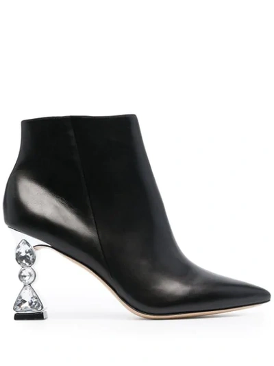 Sophia Webster Women's Bijou Jewel-heel Patent Leather Ankle Boots In Black Patent/rose Gold