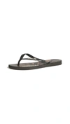 Havaianas Slim Logo Metallic Flip Flops In Rose Gold