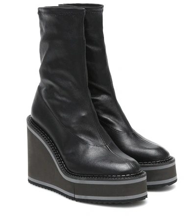 Clergerie Bliss 4 Leather Platform Wedge Sock Boots In Black Napster