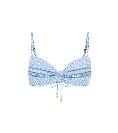 Heidi Klein Geometric-print Bandeau Bikini Top In Blue