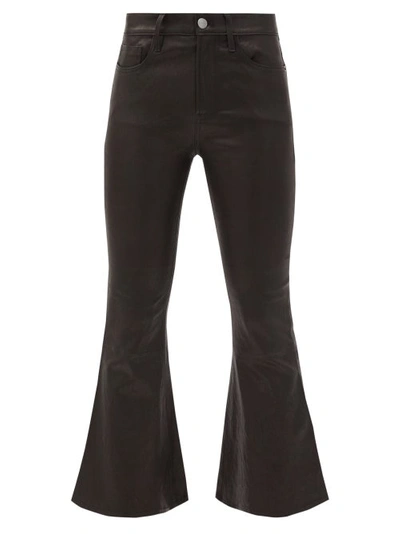 Frame Cropped Kick-flare Leather Trousers In Black