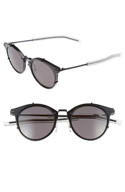 Dior 48mm Round Sunglasses - Shiny Matte Black