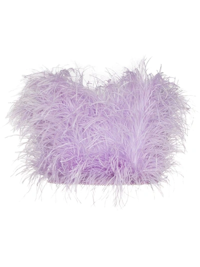 Attico Ostrich Feather Bandeau Top In Violet