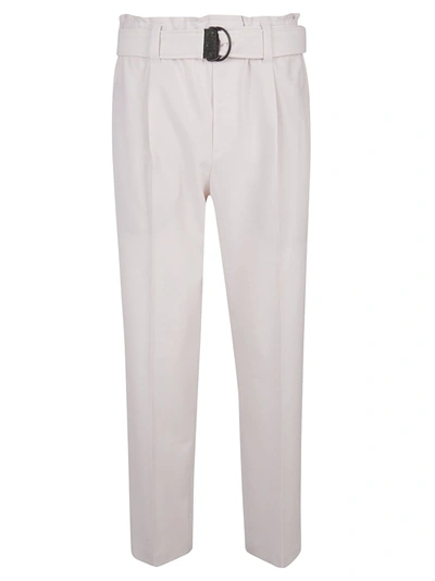 Brunello Cucinelli Belted Trousers In Light Grey