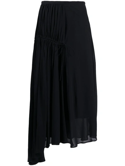 N°21 Asymmetric Pleated Skirt In Black