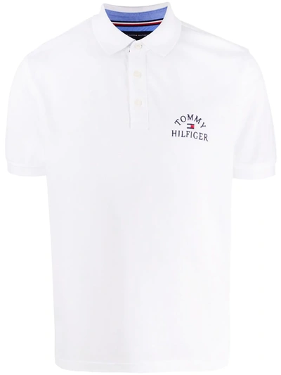 Tommy Hilfiger Embroidered Logo Polo Shirt In White