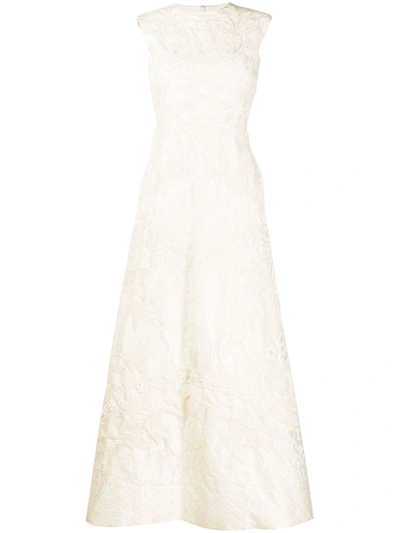 Pre-owned Valentino 2013 Jaquard-effect Evening Dress In Neutrals