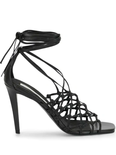 Stella Mccartney Ankle-tie Lattice Sandals In Black