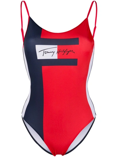 Tommy Hilfiger Logo Swim Suit In Red