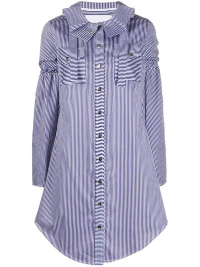 Thebe Magugu Victoriana Striped Shirt Dress In Striped Navy White