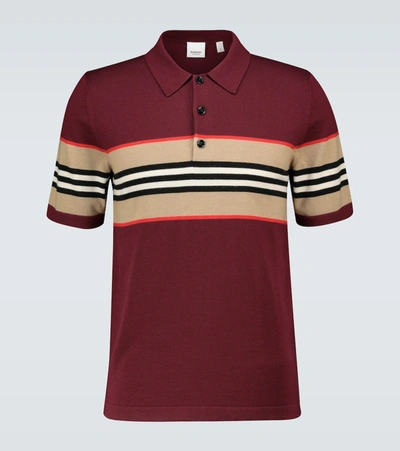 Burberry Foxford Icon Striped Polo Shirt In Red