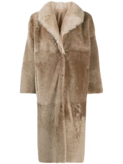 Liska Reversible Single-breasted Shearling Coat In Neutrals