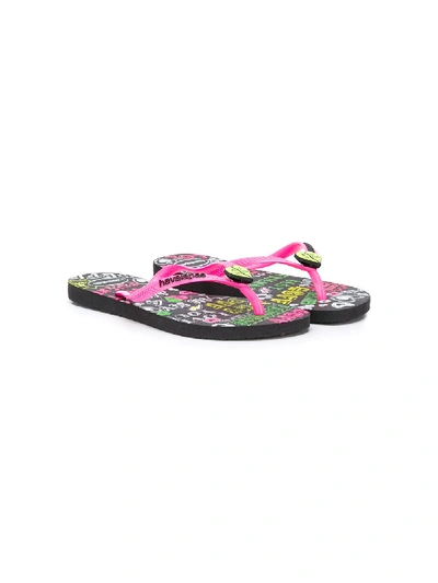 Havaianas Teen Bff-print Thong-strap Sandals In Pink