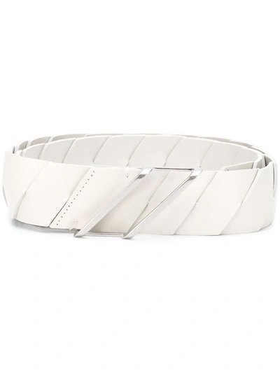Bottega Veneta Woven Leather Belt In White