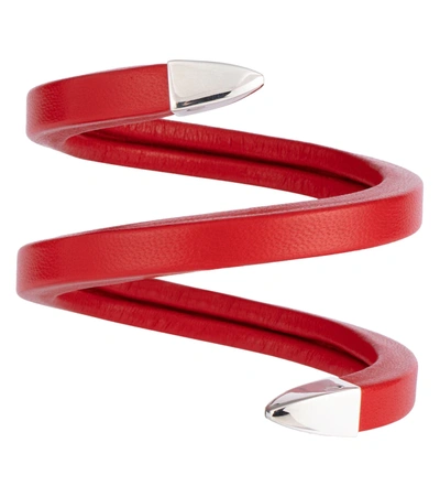 Bottega Veneta Leather Cuff Bracelet In Red
