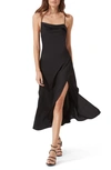 Astr Cowl Neck Midi Dress In Black