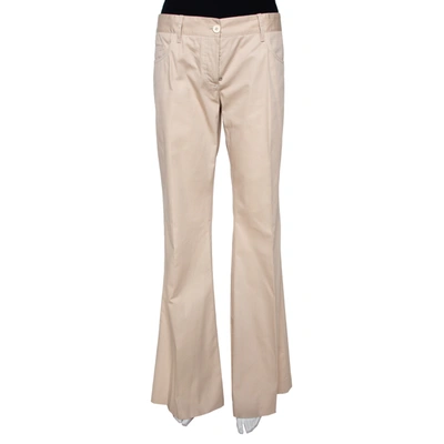 Pre-owned Dolce & Gabbana Beige Cotton Silk Flared Pants M