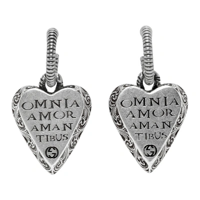 Gucci Silver Engraved Heart Earrings In 0811 Silver