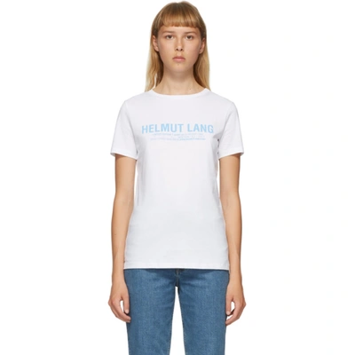 Helmut Lang White Logo T-shirt In Wht/babyblu