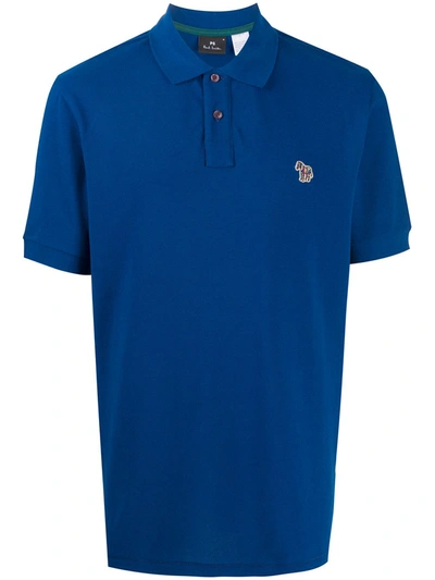 Ps By Paul Smith Embroidered Logo Polo Shirt In Blue
