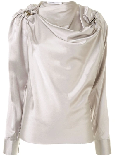 Christopher Esber Orbit Draped Blouse In Grey