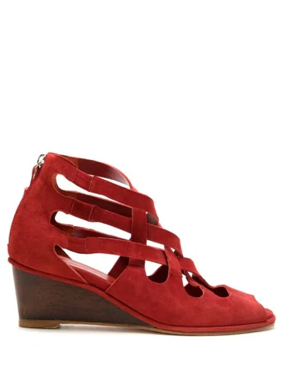 Le Soleil D'ete Suede Mabel Sandals In Red