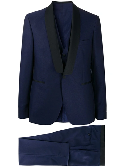 Tagliatore Three-piece Dinner Suit In Blue