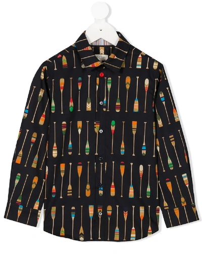 Paul Smith Junior Kids' Graphic Print Shirt In Blue