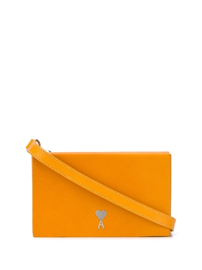 Ami Alexandre Mattiussi Logo Plaque Box Messenger Bag In Yellow