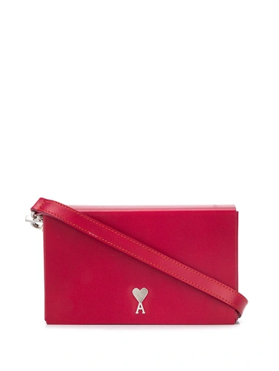 Ami Alexandre Mattiussi Logo Plaque Box Messenger Bag In Red