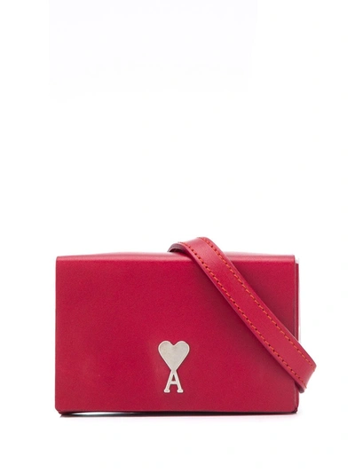 Ami Alexandre Mattiussi Mini Box Clutch Bag In Red
