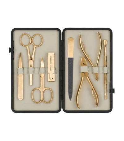 Czech & Speake Gold Plated Manicure Set In White