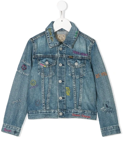 Ralph Lauren Kids' Embroidered Denim Jacket In Blue
