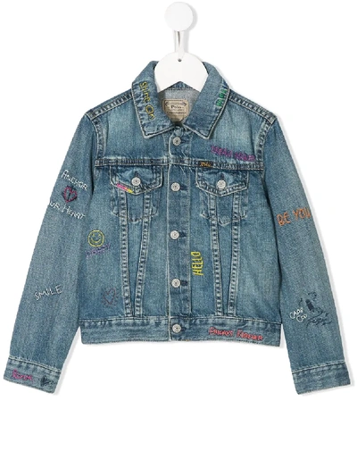 Polo Ralph Lauren Kids' Embroidered Denim Jacket In Blue